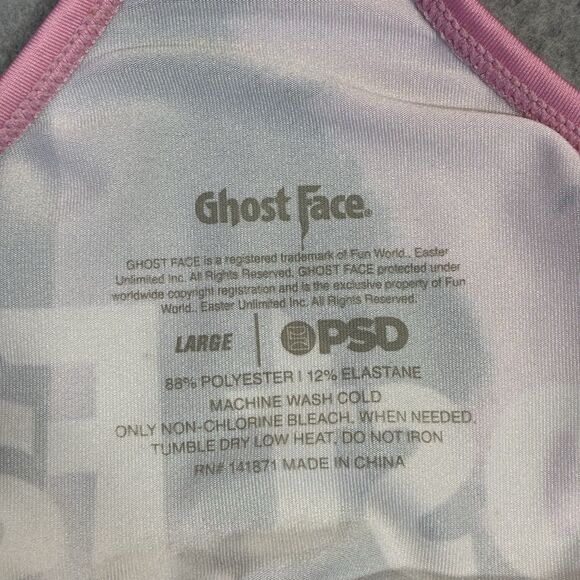 Women’s PSD Ghost Face Sports Bra Large Pink Black Racerback Scream - Picture 5 of 7